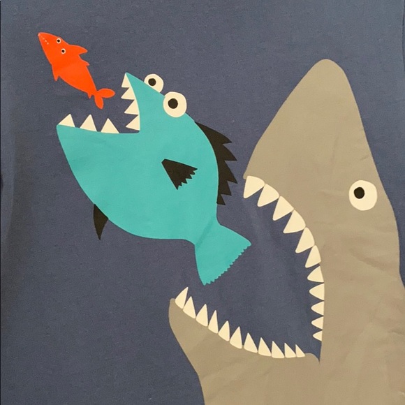 H&M Blue Shark & Fish Short Sleeve Shirt - 4-6Y - Picture 4 of 6